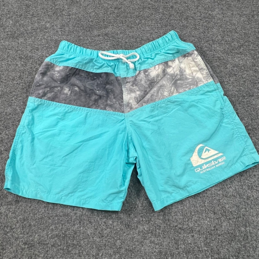 Quiksilver Swim Trunks Blue Men 34 Australian Bongo VTG 80s 90s USA Bathing Suit